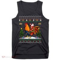 Rooster Ugly Xmas Gift Santa Riding Rooster Christmas Tank Top thumb 0
