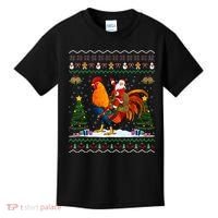 Rooster Ugly Xmas Gift Santa Riding Rooster Christmas Kids T-Shirt thumb 0