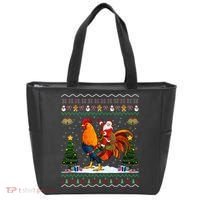 Rooster Ugly Xmas Gift Santa Riding Rooster Christmas Tote Bag thumb 0
