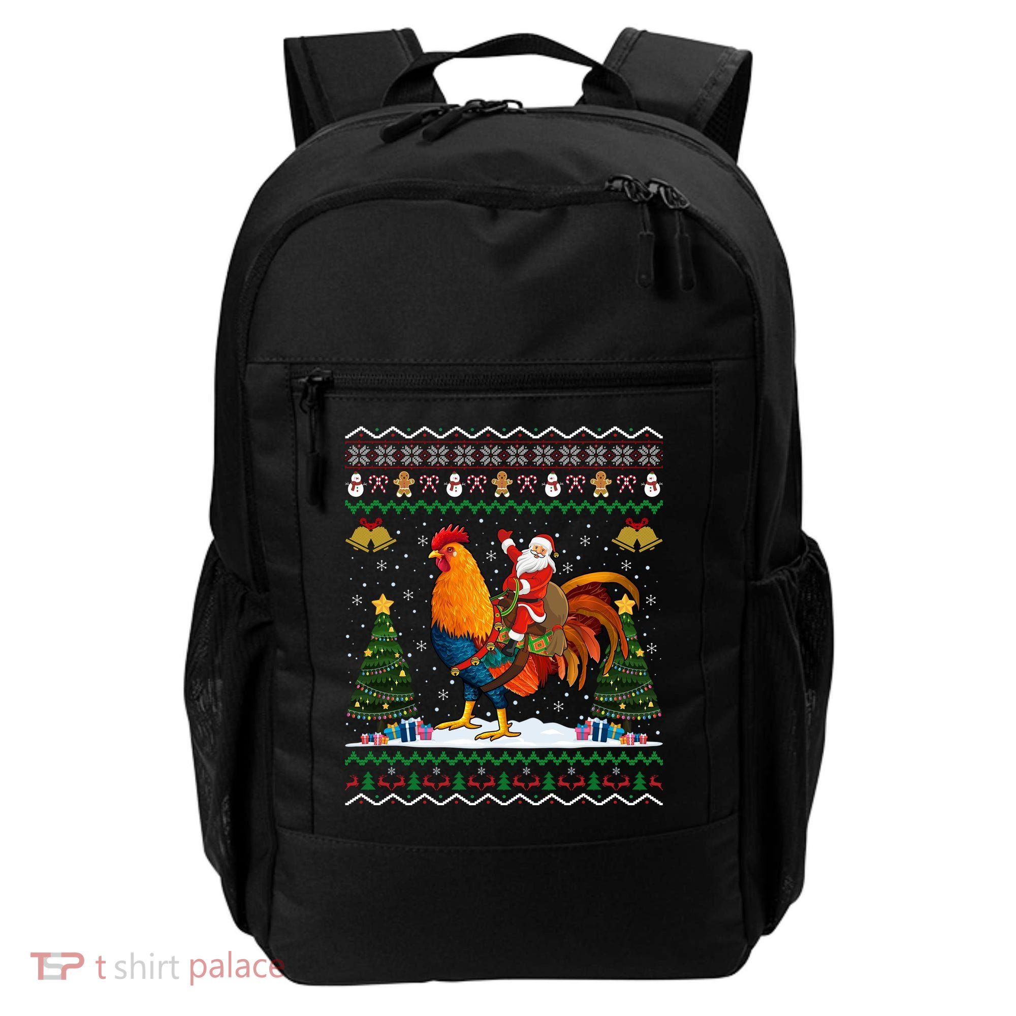 Rooster Ugly Xmas Gift Santa Riding Rooster Christmas Great Gift Backpack