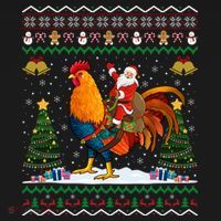 Rooster Ugly Xmas Gift Santa Riding Rooster Christmas Great Gift Backpack thumb 2