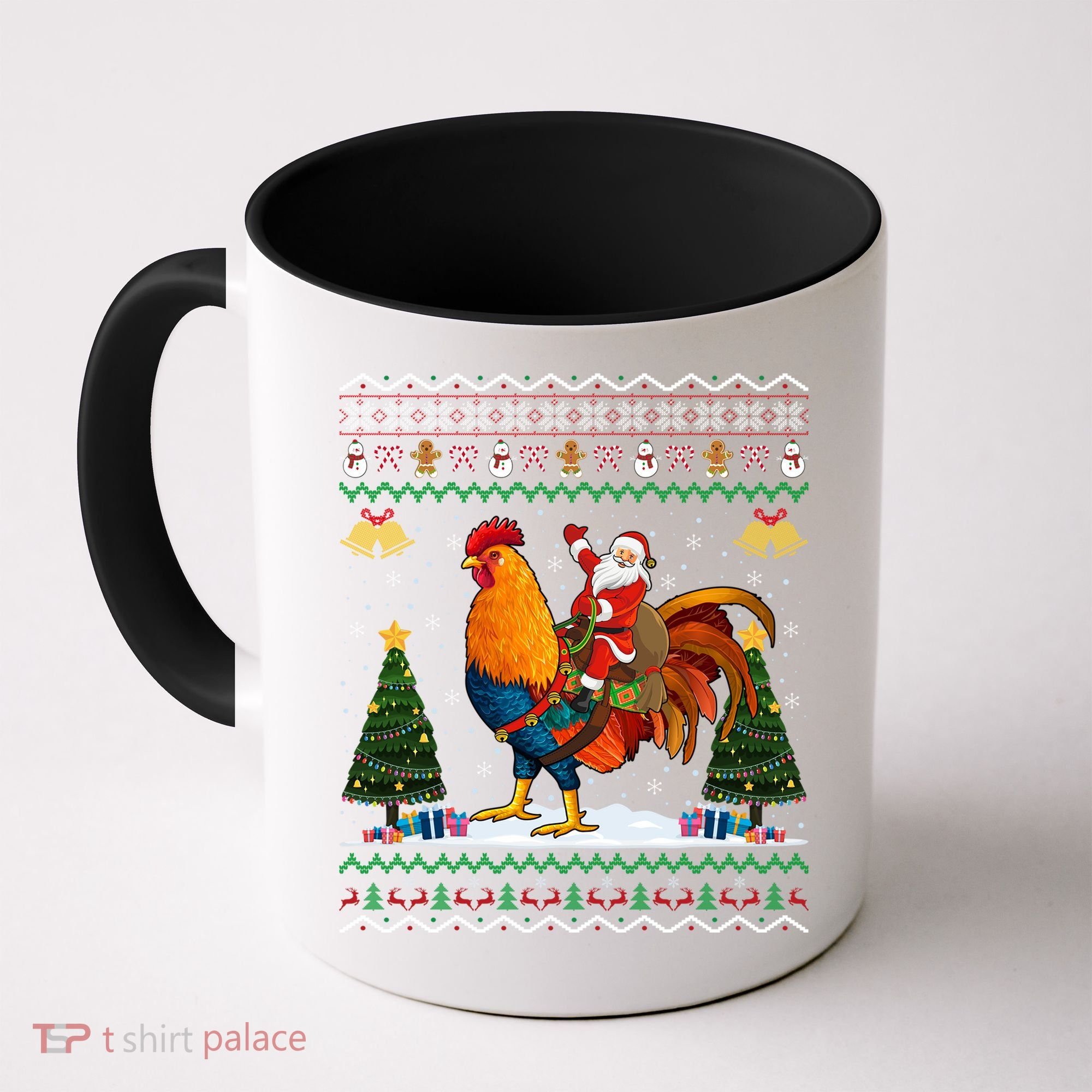 Rooster Ugly Xmas Gift Santa Riding Rooster Christmas Great Gift Coffee Mug