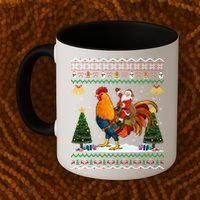 Rooster Ugly Xmas Gift Santa Riding Rooster Christmas Great Gift Coffee Mug thumb 2