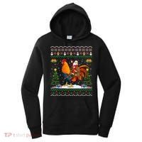Rooster Ugly Xmas Gift Santa Riding Rooster Christmas Great Gift Women's Hoodie thumb 0