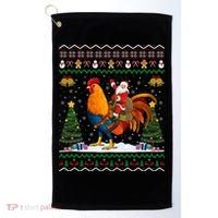 Rooster Ugly Xmas Gift Santa Riding Rooster Christmas Great Gift Golf Towel thumb 0