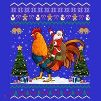 Rooster Ugly Xmas Gift Santa Riding Rooster Christmas Great Gift Long Sleeve Shirt thumb 2