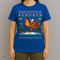 Rooster Ugly Xmas Gift Santa Riding Rooster Christmas Great Gift T-Shirt thumb 4