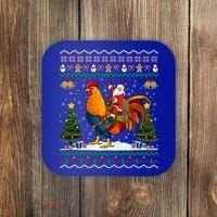Rooster Ugly Xmas Gift Santa Riding Rooster Christmas Great Gift Coaster thumb 0