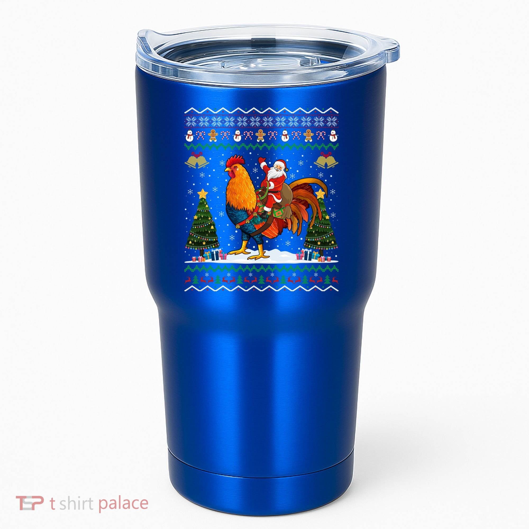 Rooster Ugly Xmas Gift Santa Riding Rooster Christmas Great Gift Tumbler