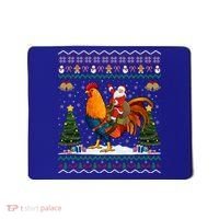 Rooster Ugly Xmas Gift Santa Riding Rooster Christmas Great Gift Mousepad thumb 0