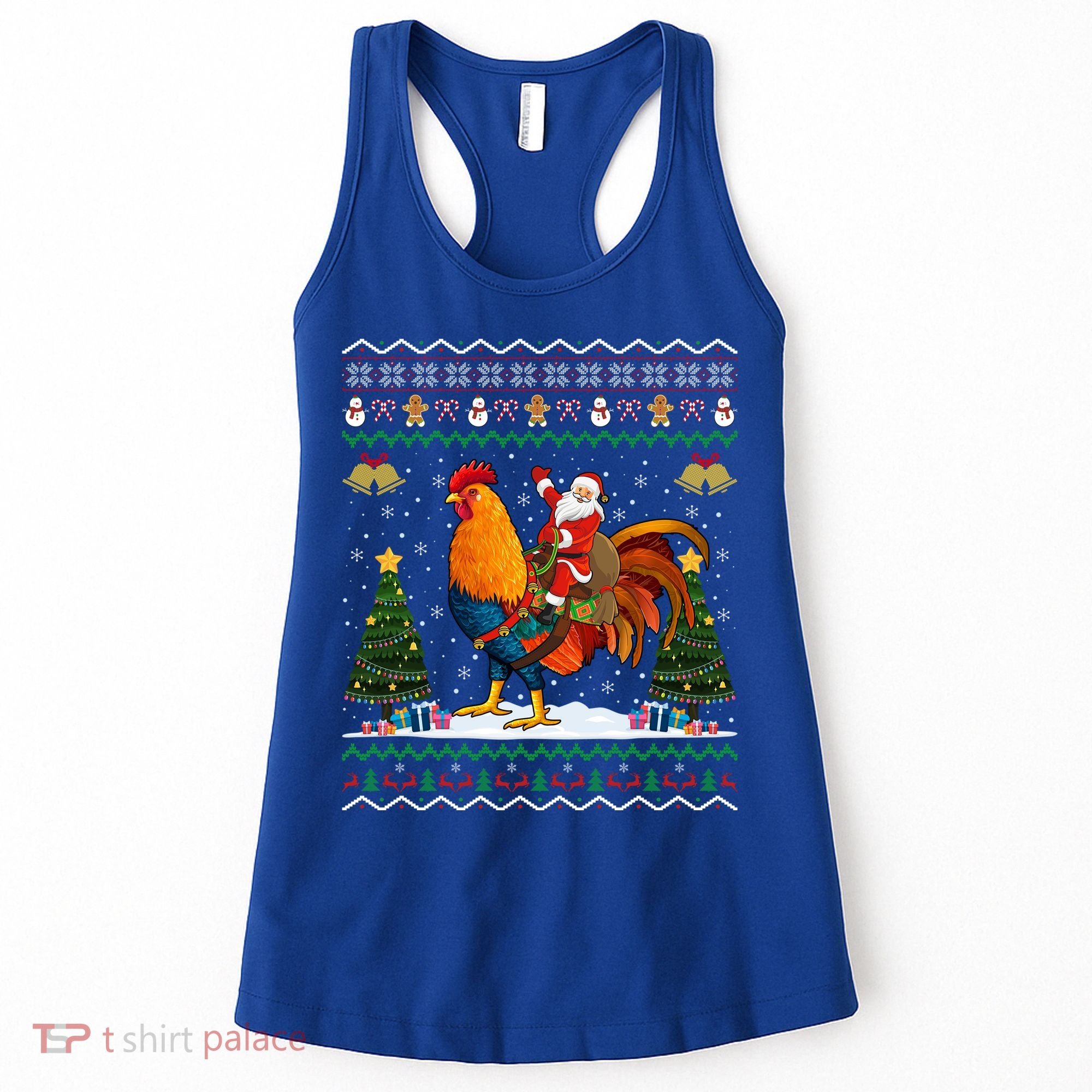 Rooster Ugly Xmas Gift Santa Riding Rooster Christmas Great Gift Women's Tank Top