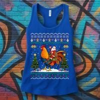 Rooster Ugly Xmas Gift Santa Riding Rooster Christmas Great Gift Women's Tank Top thumb 3
