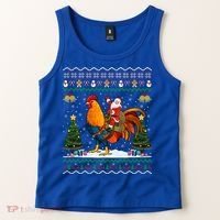 Rooster Ugly Xmas Gift Santa Riding Rooster Christmas Great Gift Tank Top thumb 2