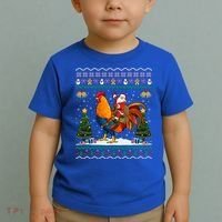Rooster Ugly Xmas Gift Santa Riding Rooster Christmas Great Gift Toddler T-Shirt thumb 2