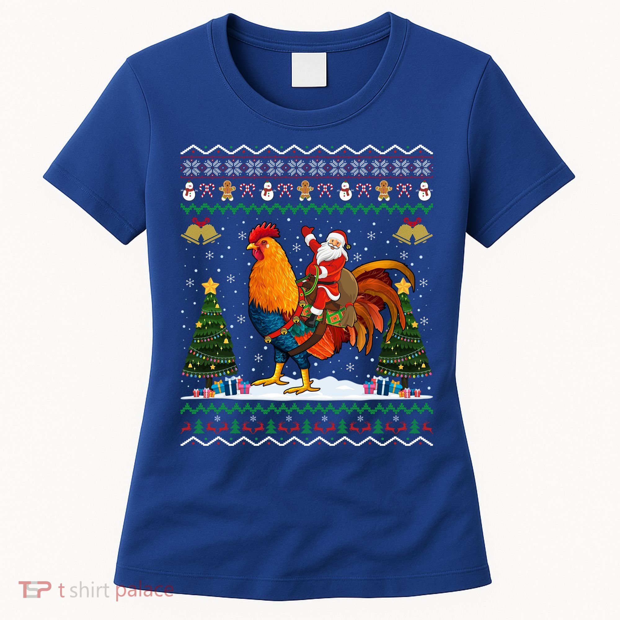 Rooster Ugly Xmas Gift Santa Riding Rooster Christmas Great Gift Women's T-Shirt