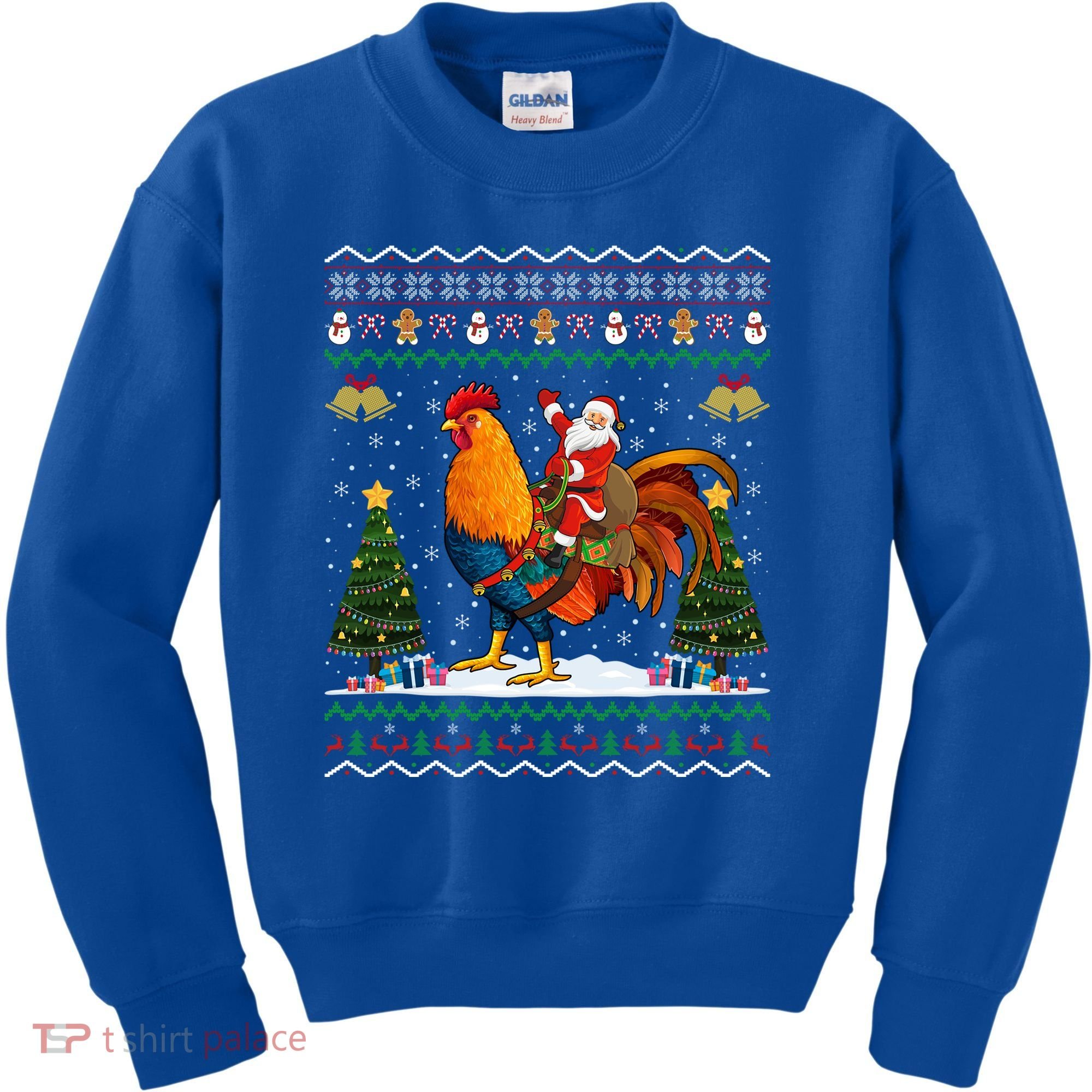 Rooster Ugly Xmas Gift Santa Riding Rooster Christmas Great Gift Kids Sweatshirt