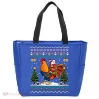Rooster Ugly Xmas Gift Santa Riding Rooster Christmas Great Gift Tote Bag thumb 0