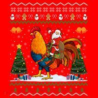 Rooster Ugly Xmas Gift Santa Riding Rooster Christmas Great Gift Santa Hat thumb 1