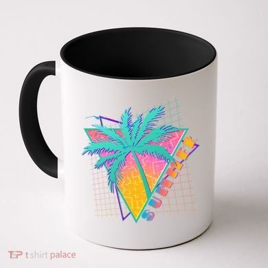 Retro Vintage 1980s Summer Palm Tree Summer Vacation Time Coffee Mug