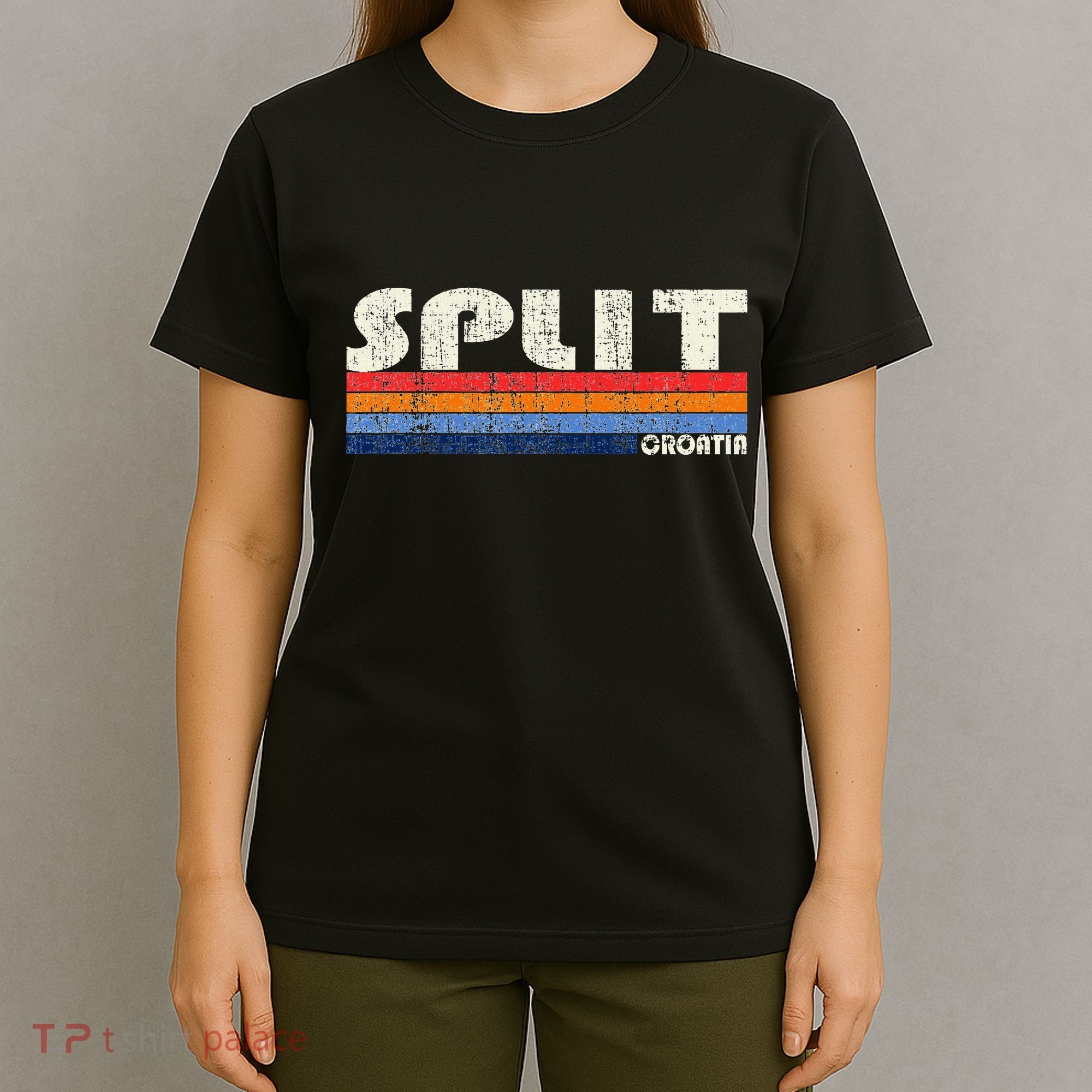 Retro Vintage 70s 80s Style Split Croatia T-Shirt