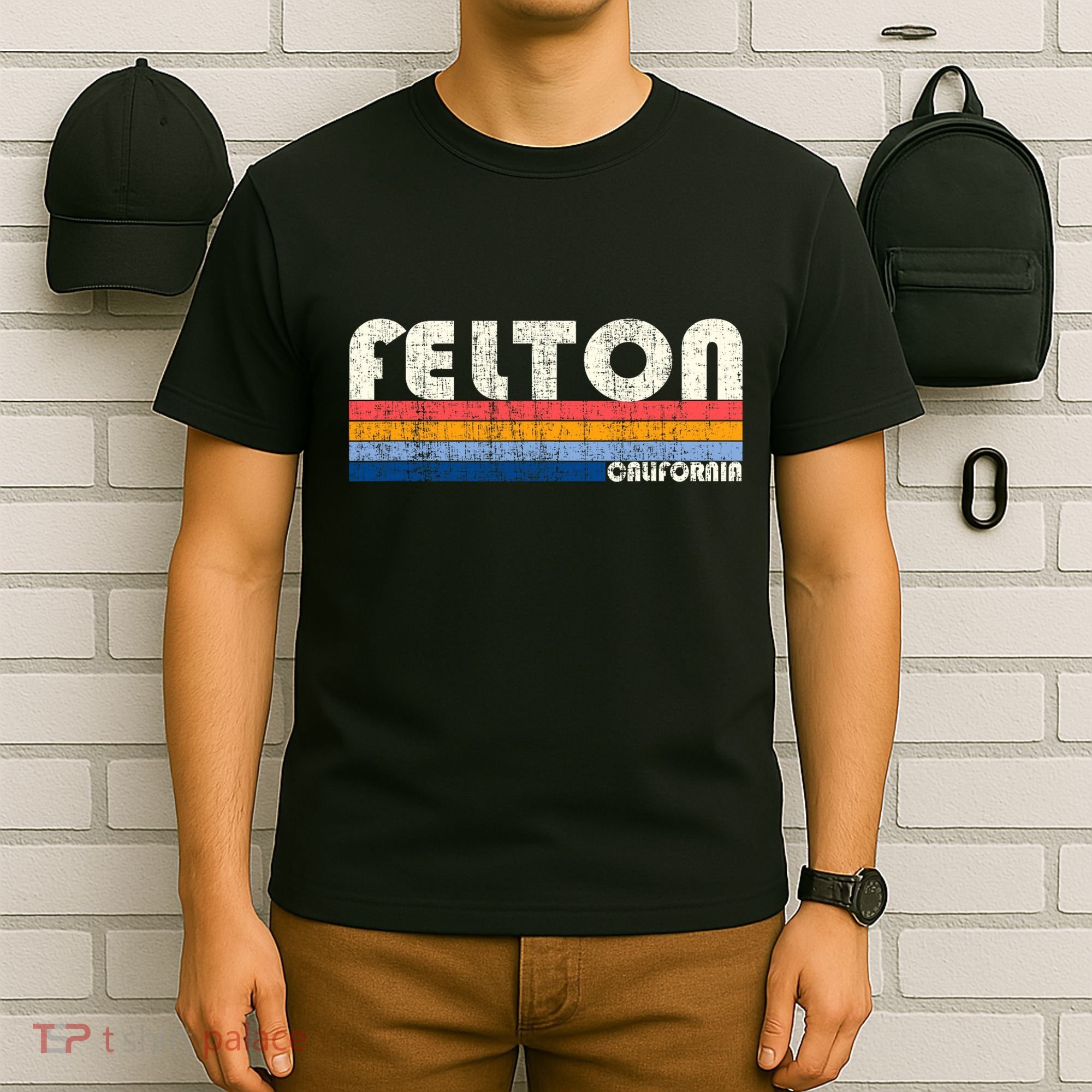 Retro Vintage 70s 80s Style Felton Ca T-Shirt