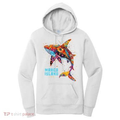 Retro Vintage 70S Meaningful Gift Marco Island Florida Shark Beach Vacation  Women's Hoodie