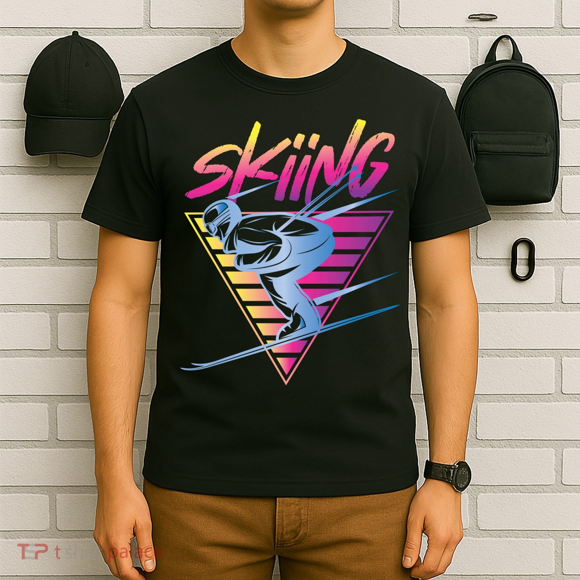 Retro Vintage 80s Ski Skiing Funny Ski Trip Skier Skiing T-Shirt