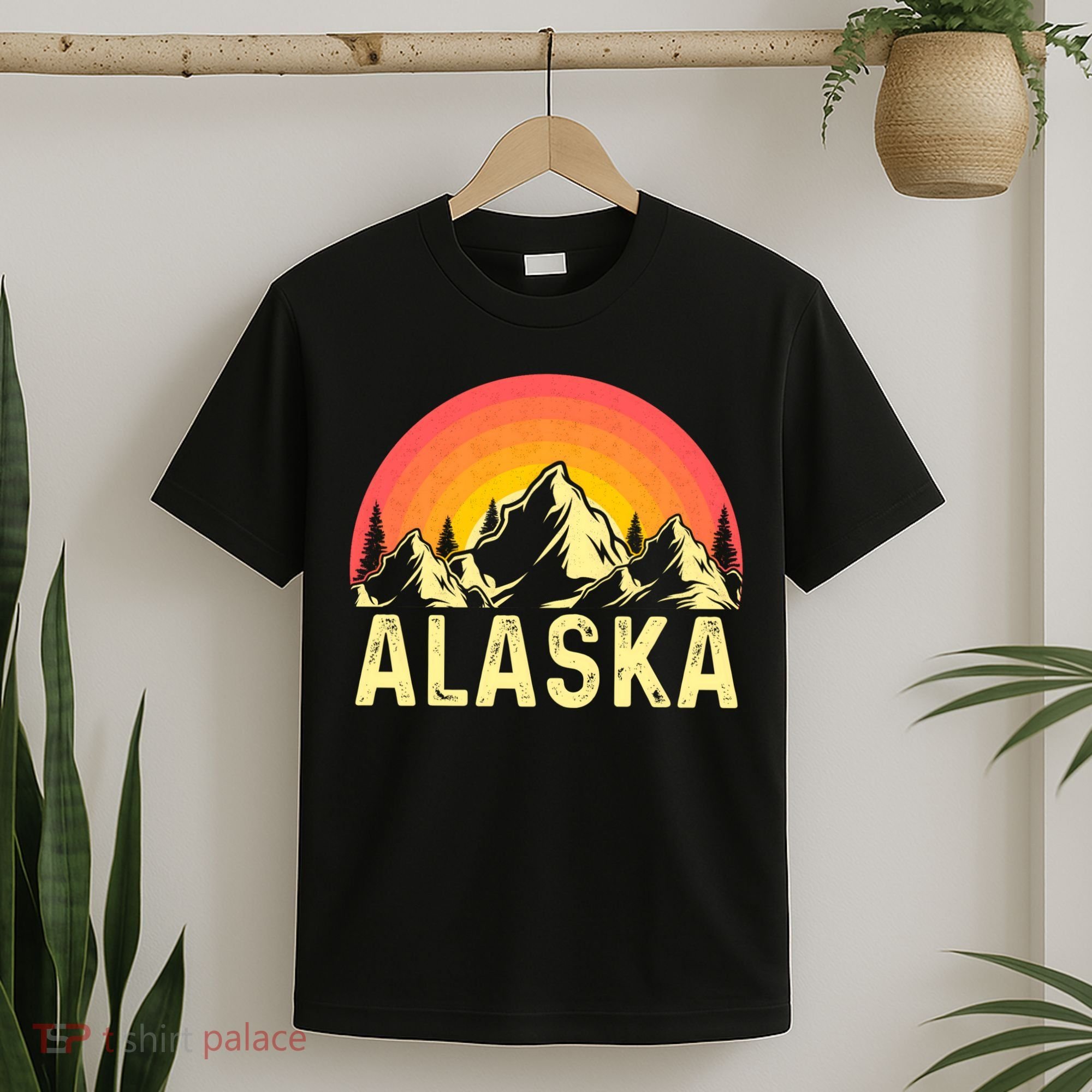 Retro Vintage Alaska Mountain & Sun T-Shirt