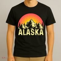 Retro Vintage Alaska Mountain & Sun T-Shirt thumb 3