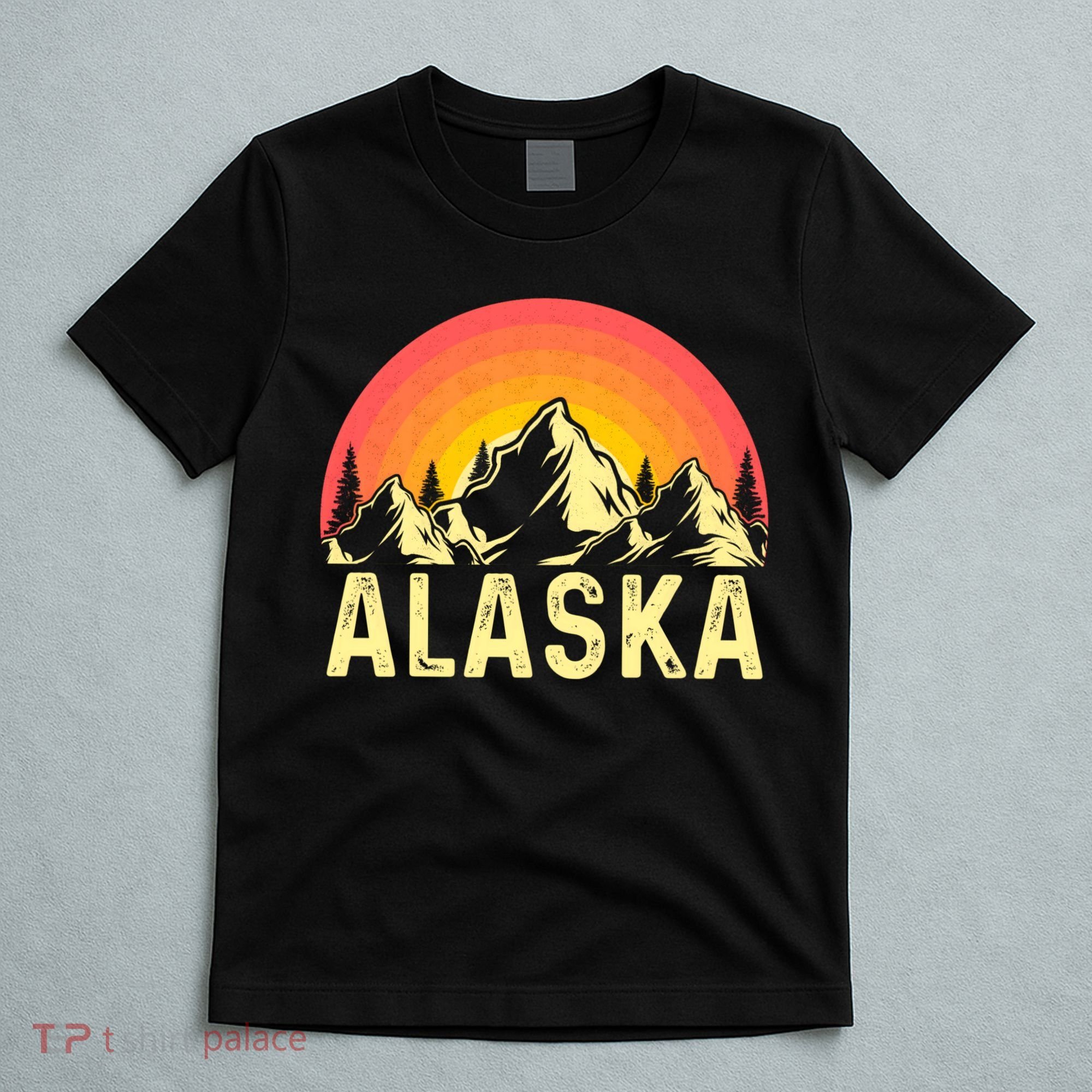 Retro Vintage Alaska Mountain & Sun T-Shirt