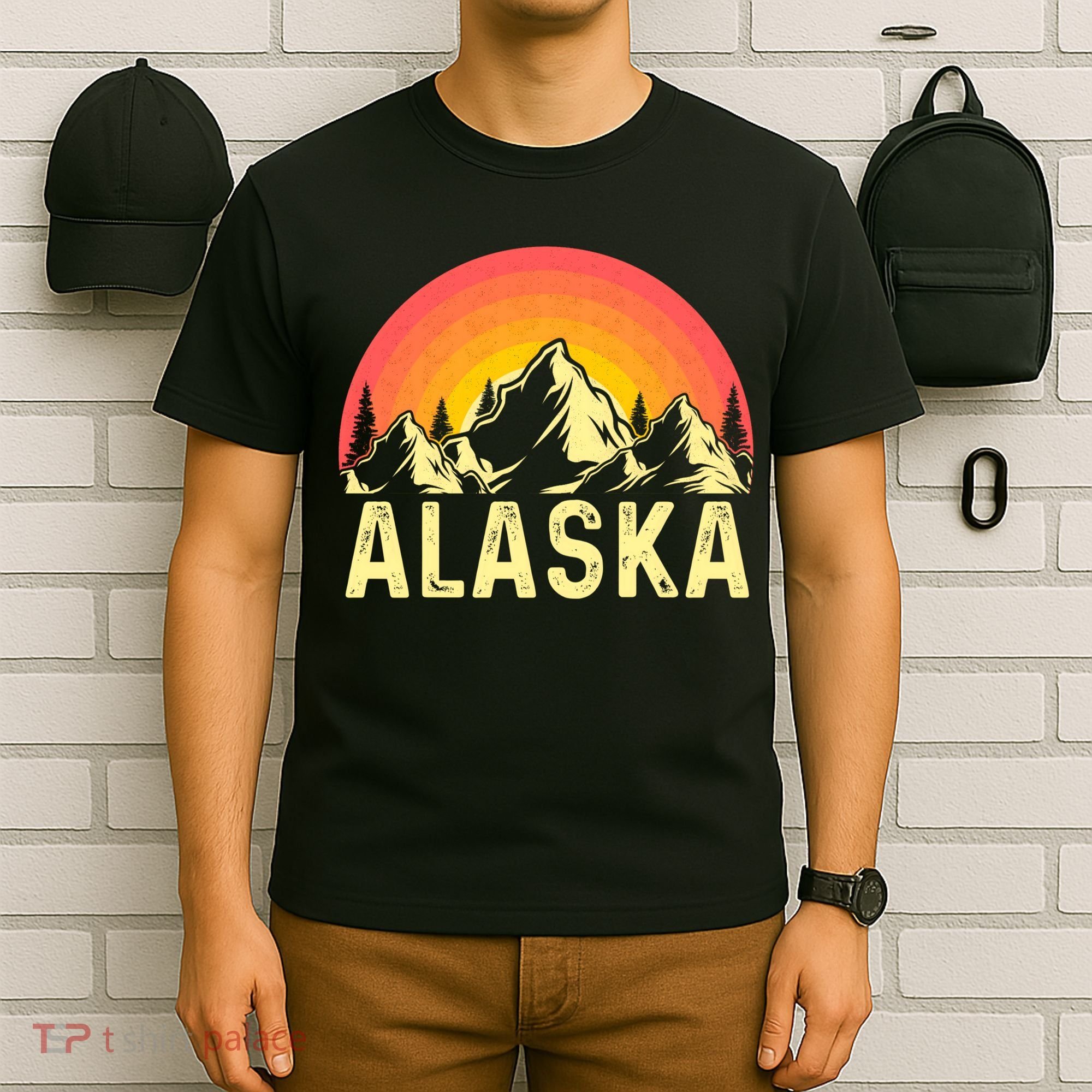 Retro Vintage Alaska Mountain & Sun T-Shirt