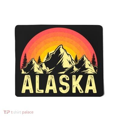 Retro Vintage Alaska Mountain & Sun Mousepad