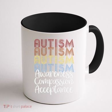 Retro Vintage Autism Awareness With Distressed Text Coffee Mug back