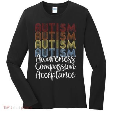 Retro Vintage Autism Awareness With Distressed Text Women's Long Sleeve Shirt