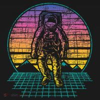 Retro Vintage Astronaut Spaceman Universe Planets Galaxy T-Shirt thumb 7