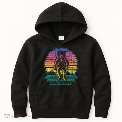 Retro Vintage Astronaut Spaceman Universe Planets Galaxy Kids Hoodie
