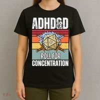 Retro Vintage ADHD&D Roll For Concentration Funny Gamer T-Shirt thumb 4