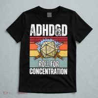 Retro Vintage ADHD&D Roll For Concentration Funny Gamer T-Shirt thumb 5