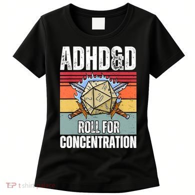 Retro Vintage ADHD&D Roll For Concentration Funny Gamer Women's T-Shirt