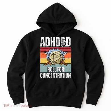 Retro Vintage Adhd&D Roll For Concentration Funny Gamer Hoodie