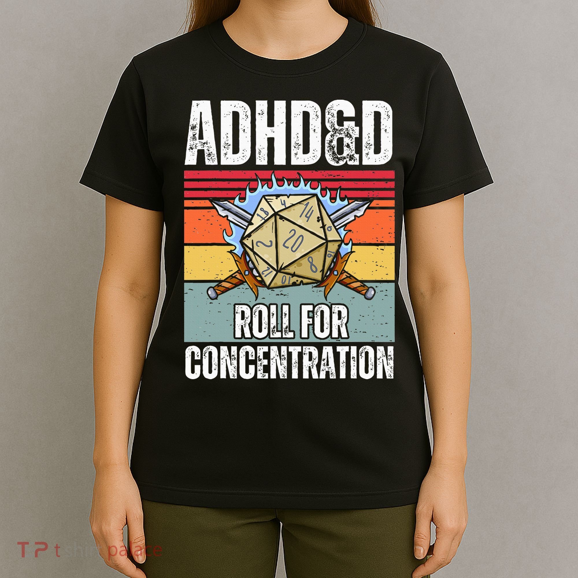 Retro Vintage Adhd&D Roll For Concentration Funny Gamer T-Shirt
