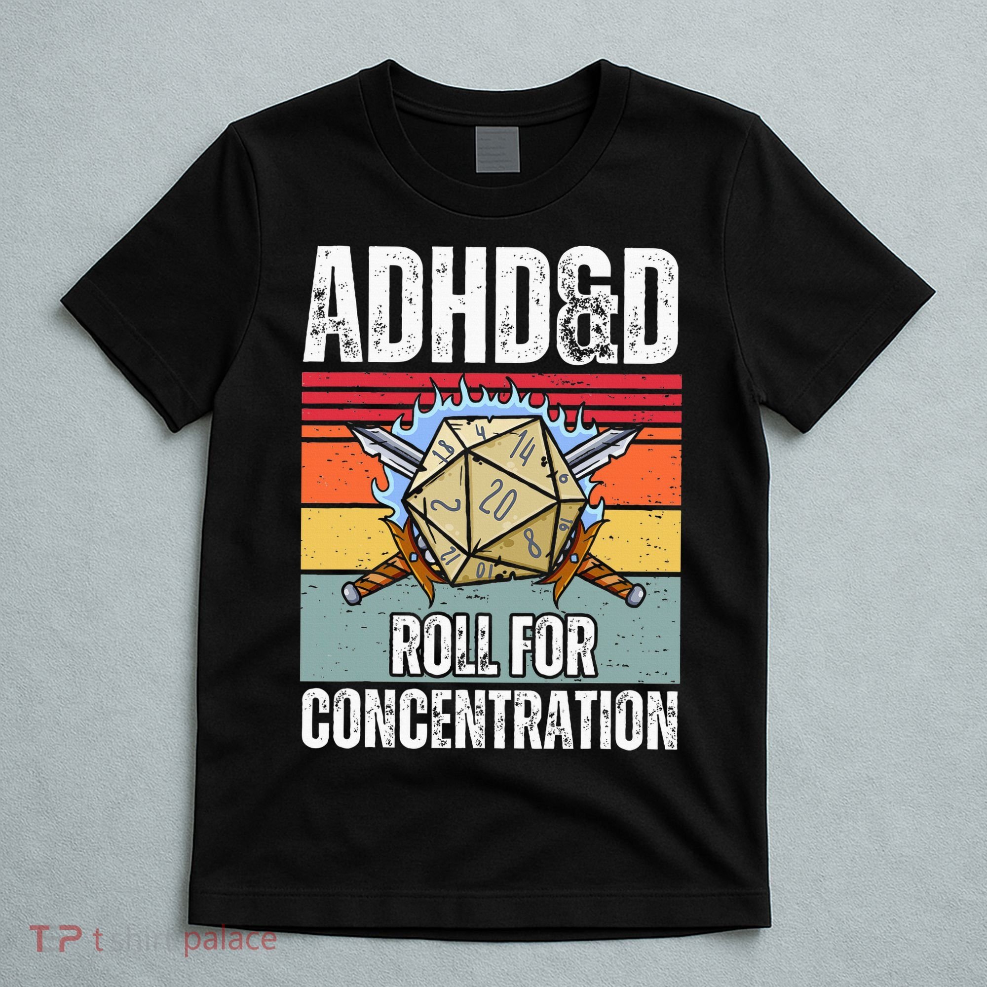 Retro Vintage Adhd&D Roll For Concentration Funny Gamer T-Shirt