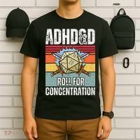 Retro Vintage Adhd&D Roll For Concentration Funny Gamer T-Shirt thumb 6