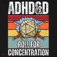 Retro Vintage Adhd&D Roll For Concentration Funny Gamer T-Shirt thumb 7