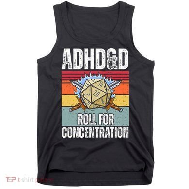 Retro Vintage Adhd&D Roll For Concentration Funny Gamer Tank Top