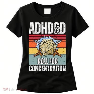 Retro Vintage Adhd&D Roll For Concentration Funny Gamer Women's T-Shirt