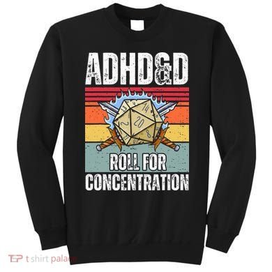 Retro Vintage ADHD&D Roll For Concentration Funny Gamer Sweatshirt