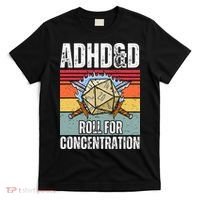 Retro Vintage ADHD&D Roll For Concentration Funny Gamer T-Shirt thumb 0