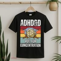 Retro Vintage ADHD&D Roll For Concentration Funny Gamer T-Shirt thumb 2