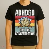 Retro Vintage ADHD&D Roll For Concentration Funny Gamer T-Shirt thumb 3